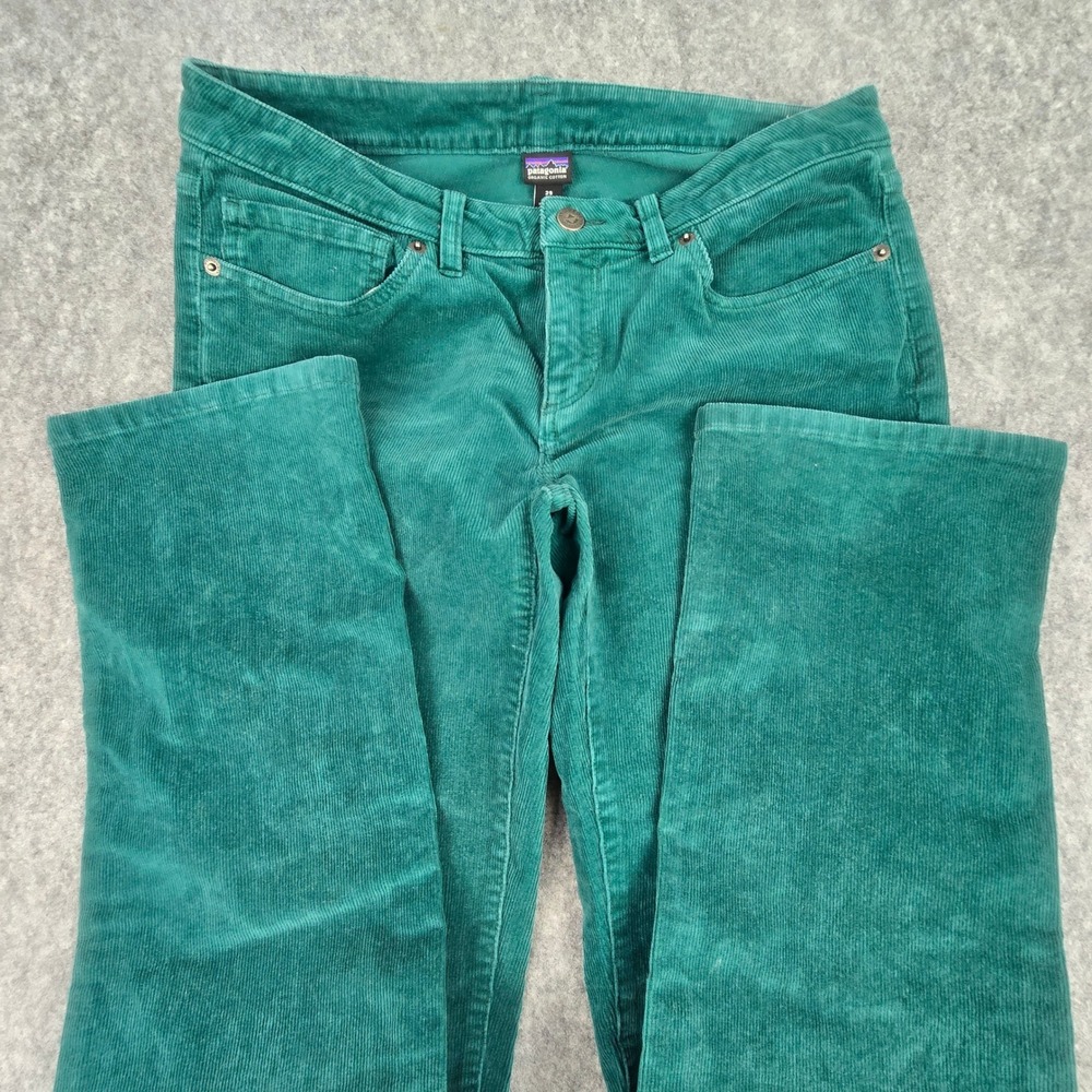 Patagonia Corduroy Pants Womens 29 Teal Green Straight Leg Organic Cotton 55060